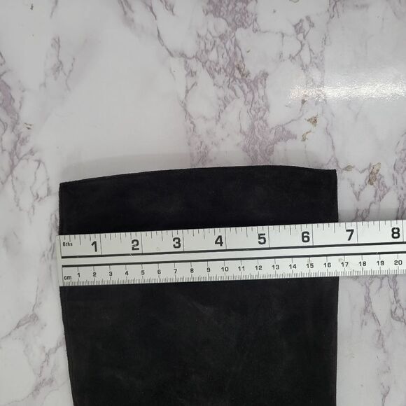 Mario Valentino Vintage 80s 90s Black Gray Tall Pull On Suede Knee High Boots - Picture 9 of 13